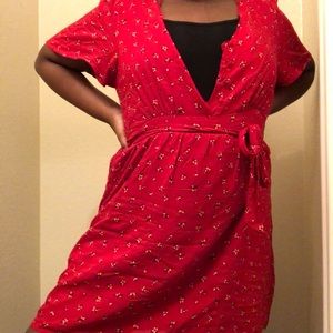 Red flower pattern dress